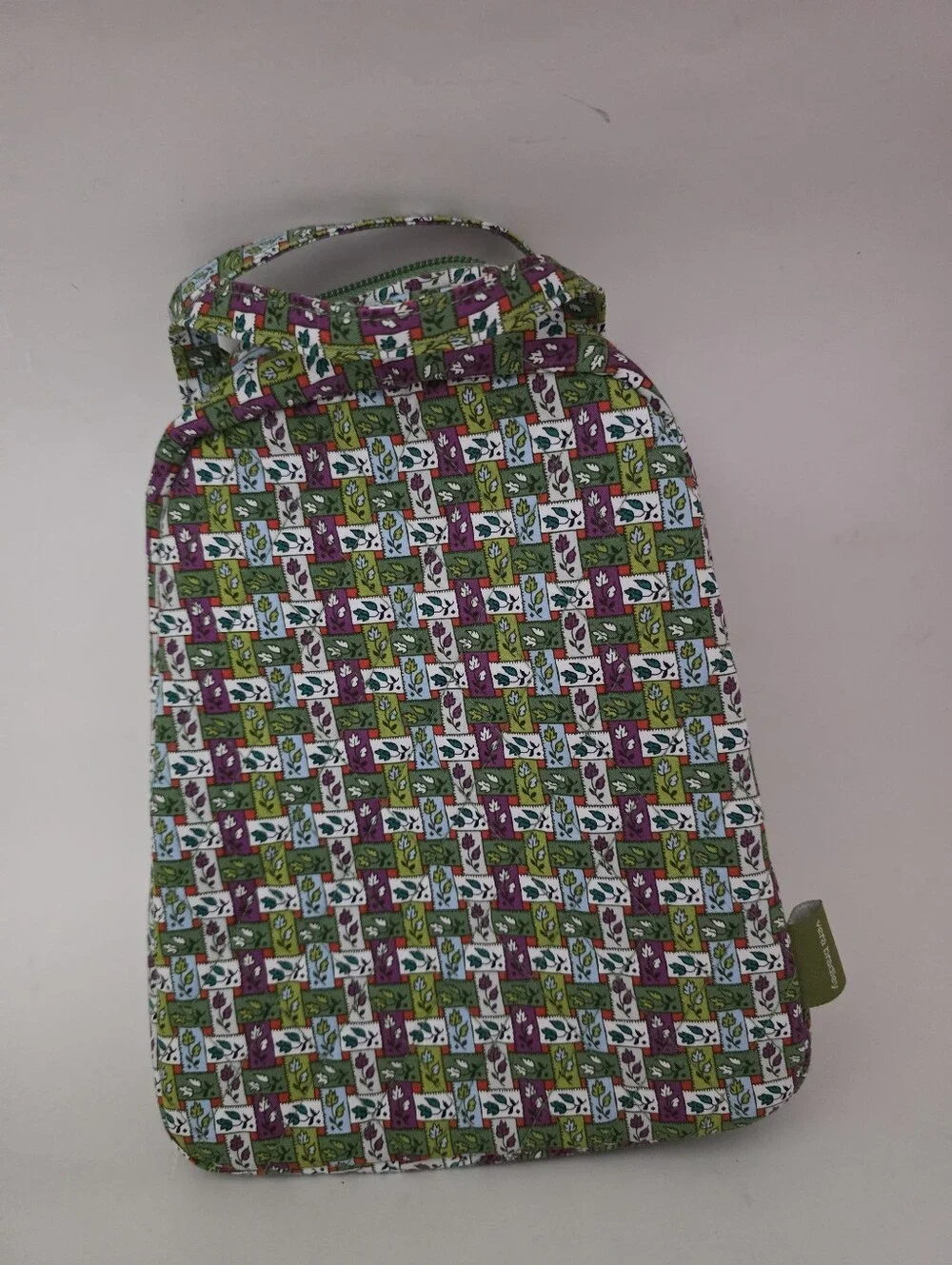 Vera Bradley cotton lunch bag Ribbon Plaid pattern woven green, purple, and blue
